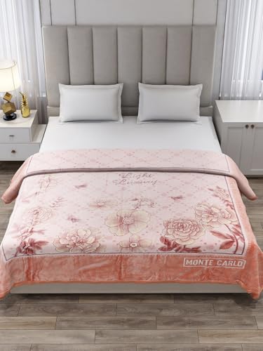 Image of Monte Carlo Double Bed Heavy Winter Blanket (160 X 220) Roman Plus 1 Ply Super Soft 550 GSM | 3 KG, (240x220 CM), Peach