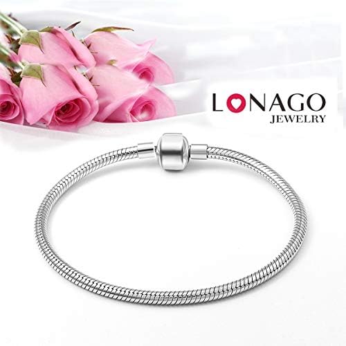LONAGO 925 Sterling Silver Charm for Woman Enamel Charms for Charm Bracelet, Necklace Jewelry, Best Choice for Gift