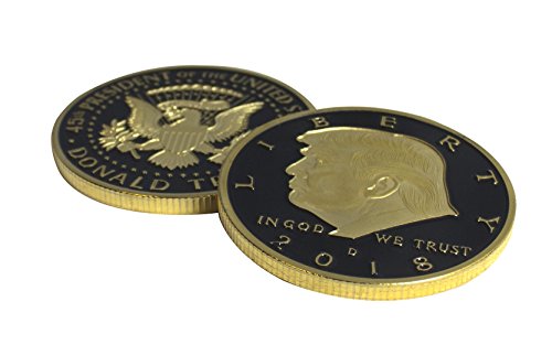 Image of Donald Trump Black & Gold Coin 2018 with Certificate of Authenticity, President Coin, Trump Coin Collectors, 24kt Gold Plated with Black Inlay, 38mm x 2mm