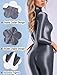 Women Shiny Metallic Catsuit Glossy Stretchy Bodysuit Sheer Bodycon One Piece Costume Lightweight Footed Long Sleeve Jumpsuit Grey XL