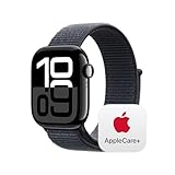 Apple Watch Series 10 [GPS 42mm] with Jet Black Aluminium Case with Ink Sport Loop. Fitness Tracker, ECG App, Always-On Retina Display, Carbon Neutral with AppleCare+ (2-years)