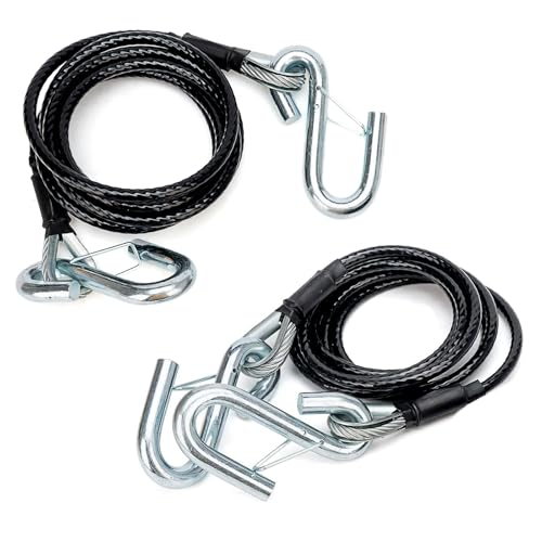VODCACA BX88196 Safety Cable Kit with S-Hook | 7 Ft Black Coiled Cable 7500LBS