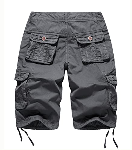 Foursteeds FSASH1076DG-14 Women'S Relaxed Fitted Multi-Pockets Camouflage Twill Cotton Tactics Bermuda Cargo Shorts Dark Grey Us 14 thumb #1