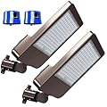 CREMYW Parking Lot Lights 300W Adjustable Arm & Slip Fitter in 1 Mount 42000LM LED Shoebox Light 5000K IP65 Dusk to Dawn Outdoor Pole Lighting AC100-277V Commercial Flood Street for Yard ETL 2 Pack