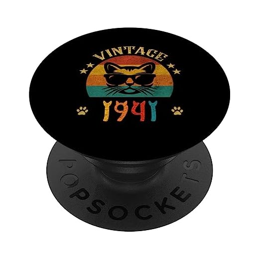 Camisa vintage divertida de gato regalo de cumpleaños 1941 hombres mujeres 82 años PopSockets PopGrip Intercambiable