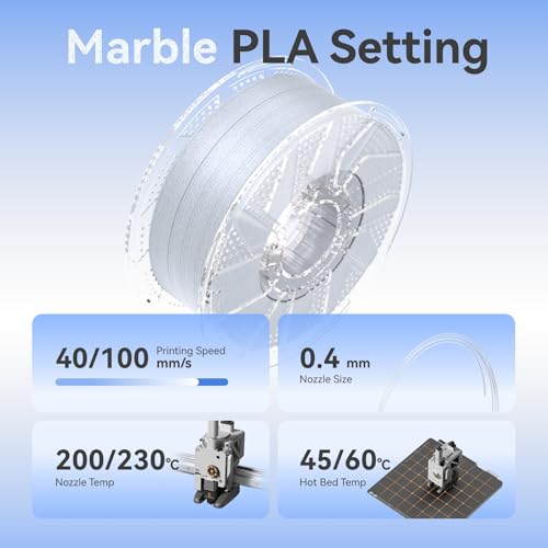 Image of Chitu Systems Conjure Marble PLA Filament 1.75mm, Using Reusable Spool Compatible with Bambu Lab Refill Filament, 3D Printer Filament Dimensional Accuracy + /- 0.02mm, 1KG /2.2lb