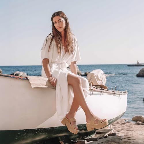 Image of Women's Espadrilles Platform Sandals Wedges Slides Sandals Open Toe Fashion Summer Outdoor Beach Sandals