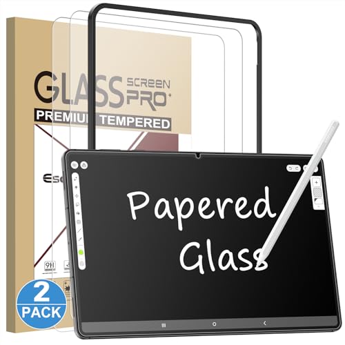 Esanik 2 Pack Like Paper Glass Screen Protector for Samsung Galaxy Tab S11 Ultra(14.6 inch) 9H Tempered Glass Film with Alignment Frame, Writing Like on Paper, Anti Glare
