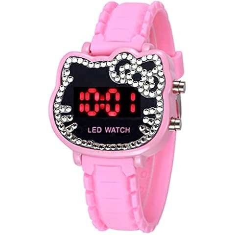 Fashion Womens Dress Outdoor Sports Electric Watch Pink Silicone Strap Quartz Watch Led Digital Display, Pink, Quartz Watch,Digital Cover