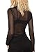 YOINS Women's Sexy Sheer Mesh Top Button Up Shirt See Through Blouse Long Sleeve Crop Top Black Small