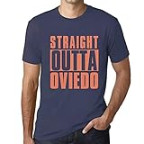 Camiseta Estampada para Hombre Directamente De Oviedo – Straight Outta Oviedo – T-Shirt Vintage Manga Corta Regalo Original Cumpleaños Diseño Gráfico Moda Denim L