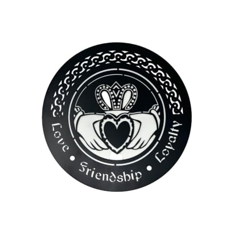 Exclusively Irish Claddagh Irish Round-Shaped Wall Hang - Celtic Antique Brass (Black Matt) Cover