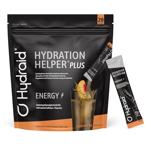 Hydraid® PLUS ENERGY Peach Iced Tea – Elektrolyt Pulver mit Koffein – Mehr Energie & Mehr Fokus – 20 Sticks mit Grüntee Extrakt und Theanin Hydraid® PLUS ENERGY Peach Iced Tea – Elektrolyt Pulver mit Koffein – Mehr Energie & Mehr Fokus – 20 Sticks mit Grüntee Extrakt und Theanin