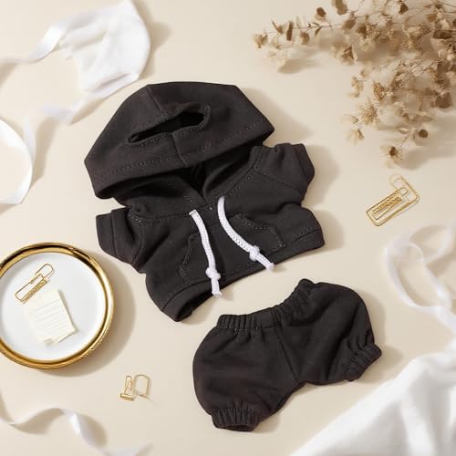 Image of 6.7 Inch Doll Clothes Set, Fun Fashion Doll Hoodies & Pants Cute Practical Costume Accessories for Figure Dressing (Dark Gray)