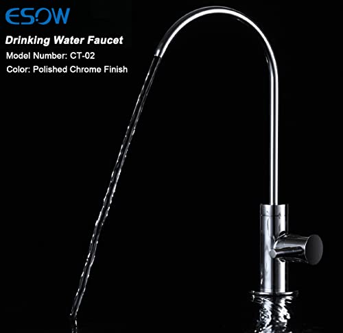 Image of ESOW Kitchen Drinking Water Faucet, 100% Stainless Steel, Swan Neck Tap Basin | Sink Faucet 360 Swivel | Table Top Pillar Cock | Tap Sink for Home, Bathroom & Office (Polished Chrome Finish)