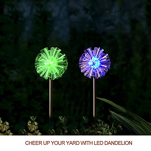 Bright Zeal [Set of 2 Dandelions] LED Color Changing Solar Stake Lights Outdoor Yard Art - Solar Light LED Garden Decor Garden Statues B0749JHTS3 - Patio Lights LED Outdoor Garden Decorations
