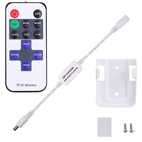 Mini Remote Controller for Single Color AIBOO LED Under Cabinet Lighting, RF Dimmer for 12V DC LED,Wireless Remote Control for Dimmable 3528 5050 Under Cabinet Puck Lights (1 to Multiple Control)