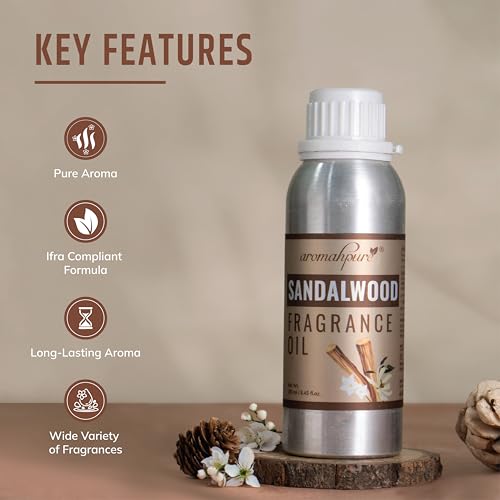 Image of Aromahpure Sandalwood Aroma Oil | 250ml Undiluted & Natural | Long-Lasting Scent for Aromatherapy, Candle & Soap Making, Diffusers, Room Freshener, Humidifier, Bathroom Revitalizer & Home Essentials