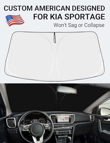 Image of Proadsy 2026 Upgrade Front Windshield Sun Shade Foldable Sunshade Protector Custom Fit 2017-2022 Kia Kia Sportage GT-Line GT Sedan Accessories
