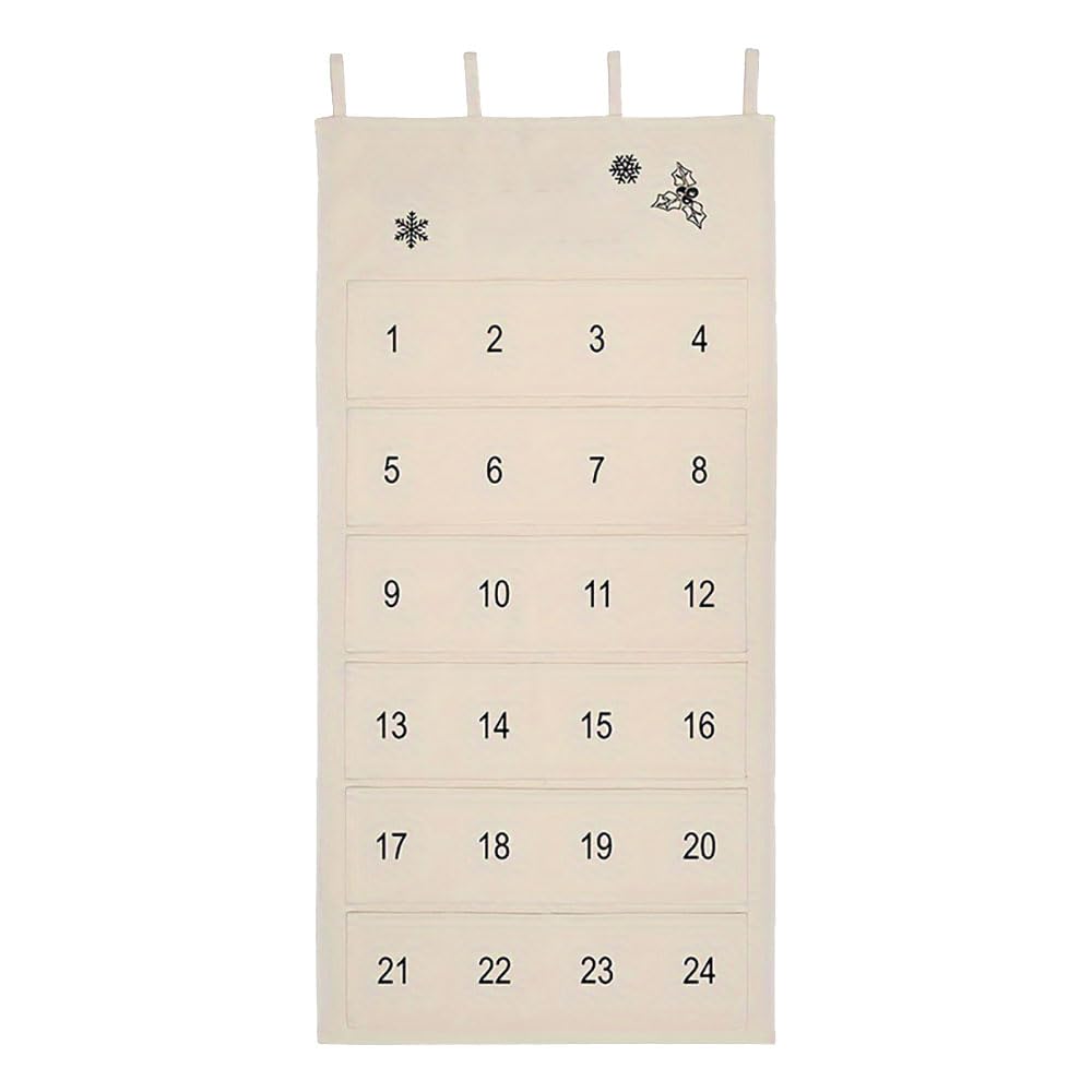 Calendario dell'Avvento da riempire in tessuto, 58 x 118 cm, facile da usare, spesso e stabile, può essere appeso a pareti, porte, scale, finestre o alberi di Natale