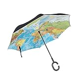 Größe - 48,8 Zoll Baldachin, Länge ungeöffnet - 31,50 Zoll, C-förmiger Griff umgekehrter Regenschirm