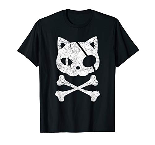 Vintage Pirate Cat Kitten Halloween Skull Cross Bones T-Shirt Vintage Pirate Cat Kitten Halloween Skull Cross Bones T-Shirt