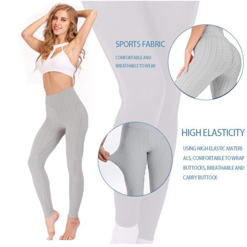 Image of Women Scrunch Booty Leggings High Waist Butt Lift Yogapants TIK Tok TightsBubble TexturedTummy Control High Waist Yoga Leggings Gym Wear for with Pocket