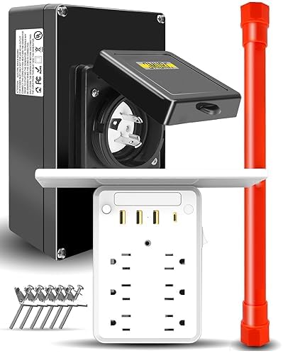 7500W Waterproof Portable Generator Through-The-Wall PWR Transfer Kit, Wall Pass Through PWR Transfer Kit, 120V 30 Amp Outdoor Generator Transfer Switch Generator Power Inlet Box, 3 Pin L5-30P Plug
