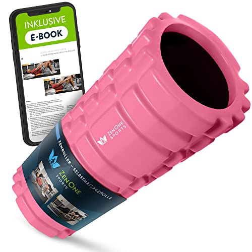 ZenRoller Faszienrolle, Massagerolle zum Lösen von Verklebungen & Muskelverhärtungen, Foam Roller zur Triggerpunkt-Massage, fördert Durchblutung & Regeneration, inkl. E-Book & Übungsposter (Pink)