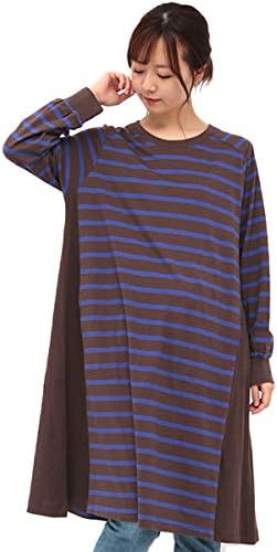 Amazon チチカカ 脇切替ボーダー ワンピース レディース Free ブラウン パープル ワンピース チュニック 通販