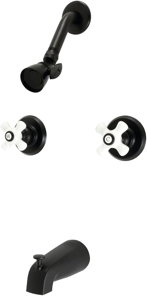 Kingston Brass KB240PX Victorian Double-Handle Tub and Shower Faucet in Matte Black