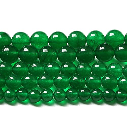 46Pcs 8Mm Natural Chinese Green Jade Beads Chalcedony Round Loose Gemstone Crystal Energy Healing Power Stone Beads For Jewelry Making Diy Bracelet (8Mm, Chinese Green Jade) #TOP20