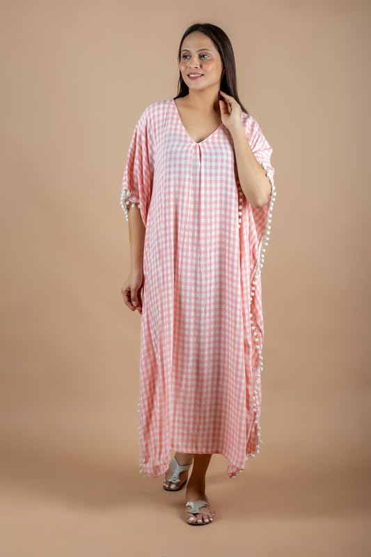 Image of NIHSAMAH Cotton Kaftan Nighty for Women, Printed Premium Stylish Loungewear, Comfortable Nightwear, Sleepwear for Ultimate Relaxation