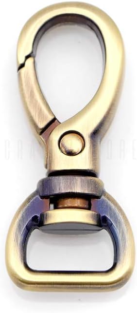 CRAFTMEMORE 2pcs Oval Snap Hooks Heavy Duty Metal Push Gate Swivel Lobster Clasp Keychain Clip Purse Making Accessories SC09 (1/2 Inch, Brushed Brass)