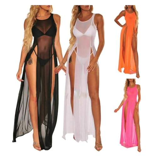 Traje de baño Cubrir Malla Transparente Elegante Pareos Cortos Playa Mujer XL 4