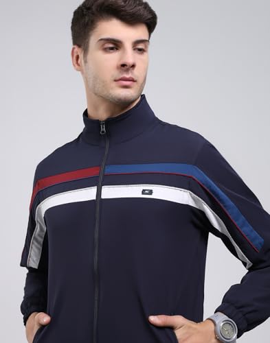 Image of Monte Carlo Men Regular Fit Solid Mock Neck Full Sleeve Winter Tracksuit | Men Track Suit | Stylish Sportswear Set with Jacket and Lower | Activewear Set For Men's (Pack Of 1)