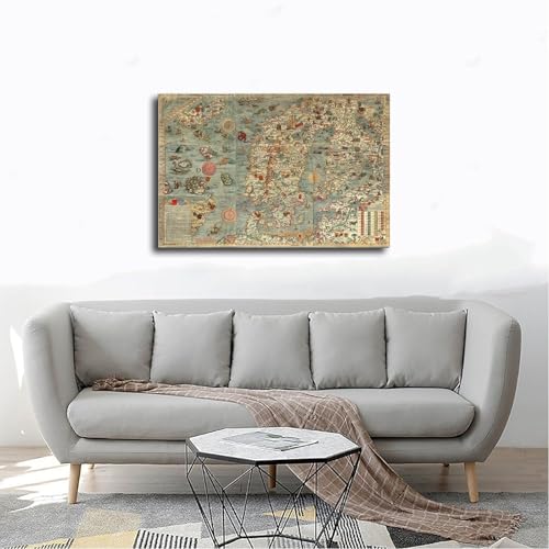 Impression sur toile Carta Marina déco murale premium