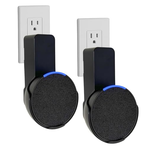 Sintron 2X Wall Mount Holder for Echᴏ Pop, Smart Home Speaker Stand Hanger, Space-Saving, No Screws Drilling Needed, Built-in Cable Management, Decorative Design, Compatible with Google Nest (Black)