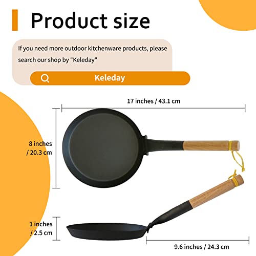 Keleday 8.2 Inch Cast Iron Skillets, Non Stick Frying Pan, Cast Iron Griddle Pan For Camping Indoor & Outdoor Use,Pre-Seasoned Grill Pan With Folding Handle For Stove Tops #TOP2