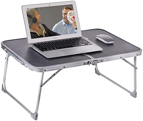 Foldable Laptop Table, Bed Table for Study and Reading, Lap Desk Table, Breakfast Tray Table, Portable Mini Picnic Table, Folds in Half with Inner Storage Space