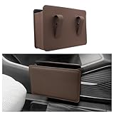SSNNUU Leather Car Trash Can with Hooks,Multi-Function Waterproof Car Trash Bin/Car Organizers and Storage,Universal Mini Trash Can for Car Door,Seats Interior Accessories (Mocha Brown)