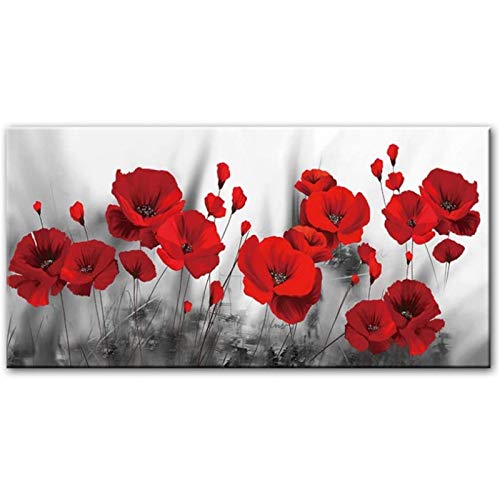 Sur Toile Coquelicots Fleur Peintures Murale Affiches d'Art Fleurs Rouges Tableaux pour Chambre Cuadros 70×140cm Sans Cadre