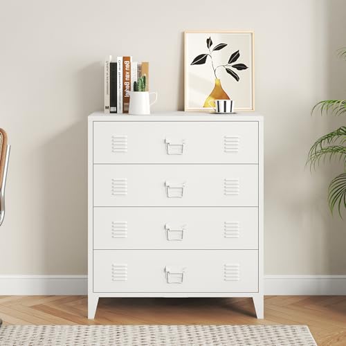 Cassettiera HäMeenlinna Comò In Acciaio Con 4 Cassetti 92 X 80 X 40 Cm Bianco [En.Casa] - 4