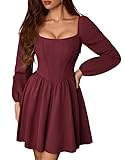 Renaissance-Inspired Elegance – This fall mini dress features a timeless renaissance costume silhouette with a flattering square neckline and structured fishbone corset bodice, enhancing your natural waist and adding a touch of vintage nobility. Scul...
