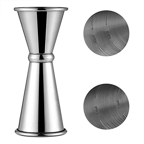 Utrowat Stainless Steel Jigger Bar Craft Dual Spirit Measuring Cups 30ml/45ml Silver Professional Bartender Drinks Measure Cup Cocktail Accessories for Home bar