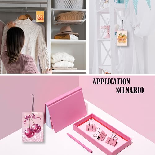 Image of Funky Y2K Cherry Orange Lavender Car Air Freshener, Preppy Coquette Bow Disco Ball Fruit Hanging Air Freshener 4 Pcs for Cars Closet Drawer Books, Cute Car Accessories Mirror Decor for Women