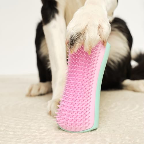 Tangle Teezer | Pet Teezer | Enthaarungs- und Hundepflegebürste | Trockenbürste oder Hundebadebürste | Minze & Rosa