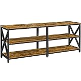 Yaheetech TV-Schrank TV-Board 3-Stufiger Fernsehschrank für Fernseher bis zu 70 Zoll TV Lowborad mit Metallrahmen TV Bank Holz Fernsehtisch für Wohnzimmer/Schlafzimmer, 160 × 40 × 61,5 cm Rostbraun