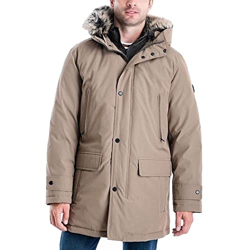 Michael Kors メンズ 厚手 フード付き シュノーケルパーカー コート ビブ付き US サイズ: Medium カラー: ベージュ