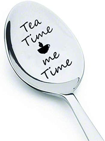Boston Creative company LLC Tea Time Me Time -Engraved Spoon - Tea Lover Gift Coffee Spoon - Stamped Custom Spoon